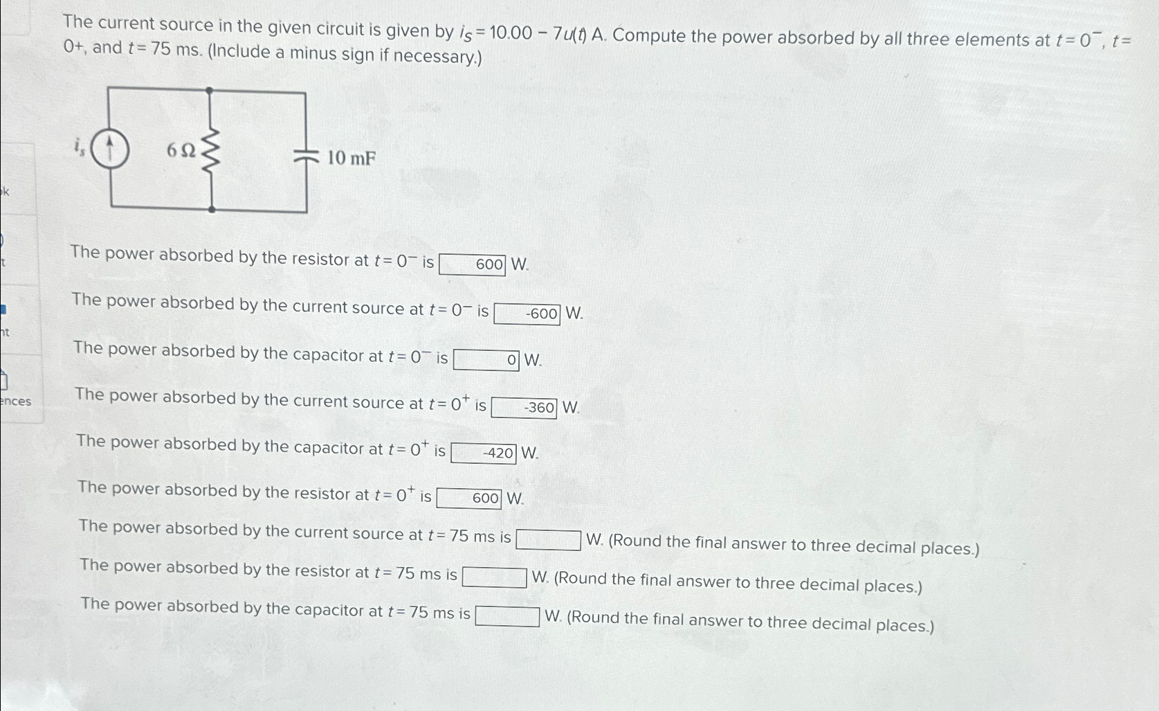 Solved The current source in the given circuit is given by | Chegg.com