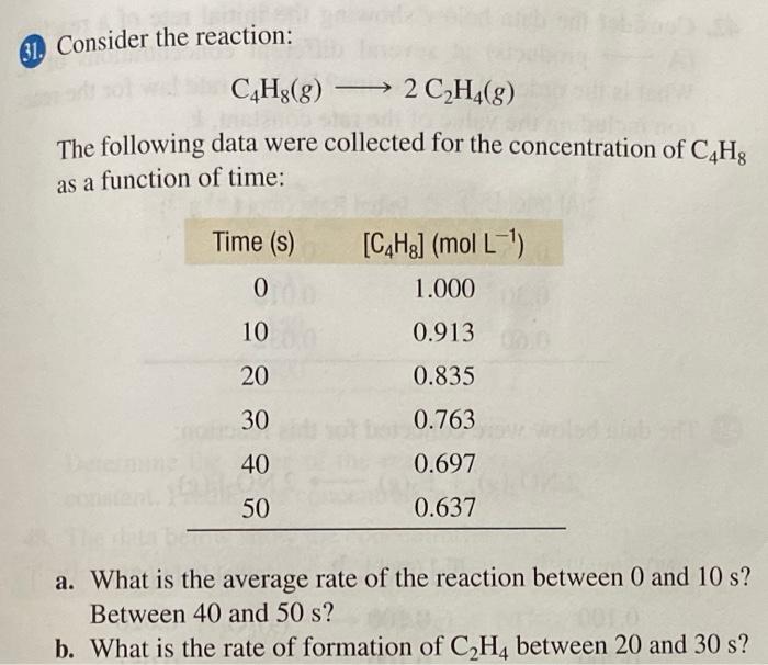 Solved 01. Consider the reaction C Hg 8 2 C2H4 8 The Chegg