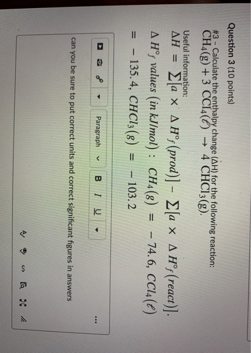 Solved Question 3 (10 Points) #3 - Calculate The Enthalpy | Chegg.com