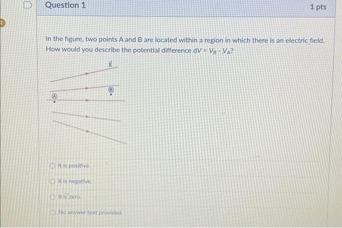 Solved Question 1 In the figure, two points A and B are | Chegg.com