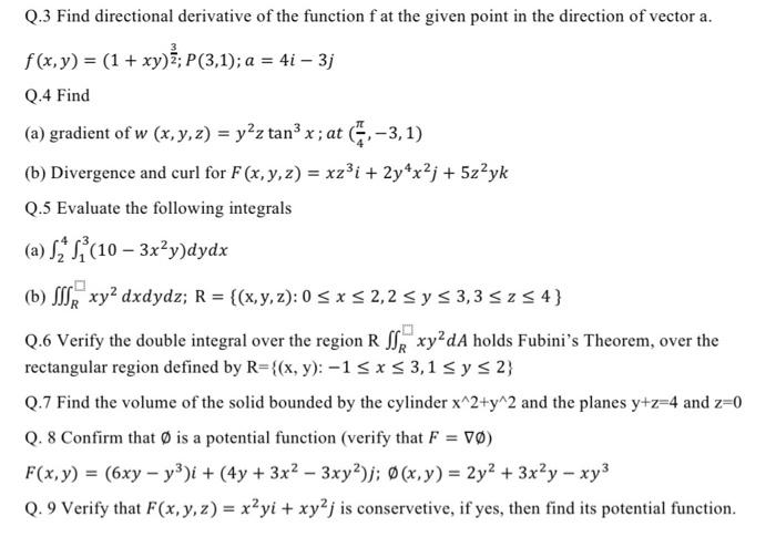 Solved Q 3 Find Directional Derivative Of The Function F At