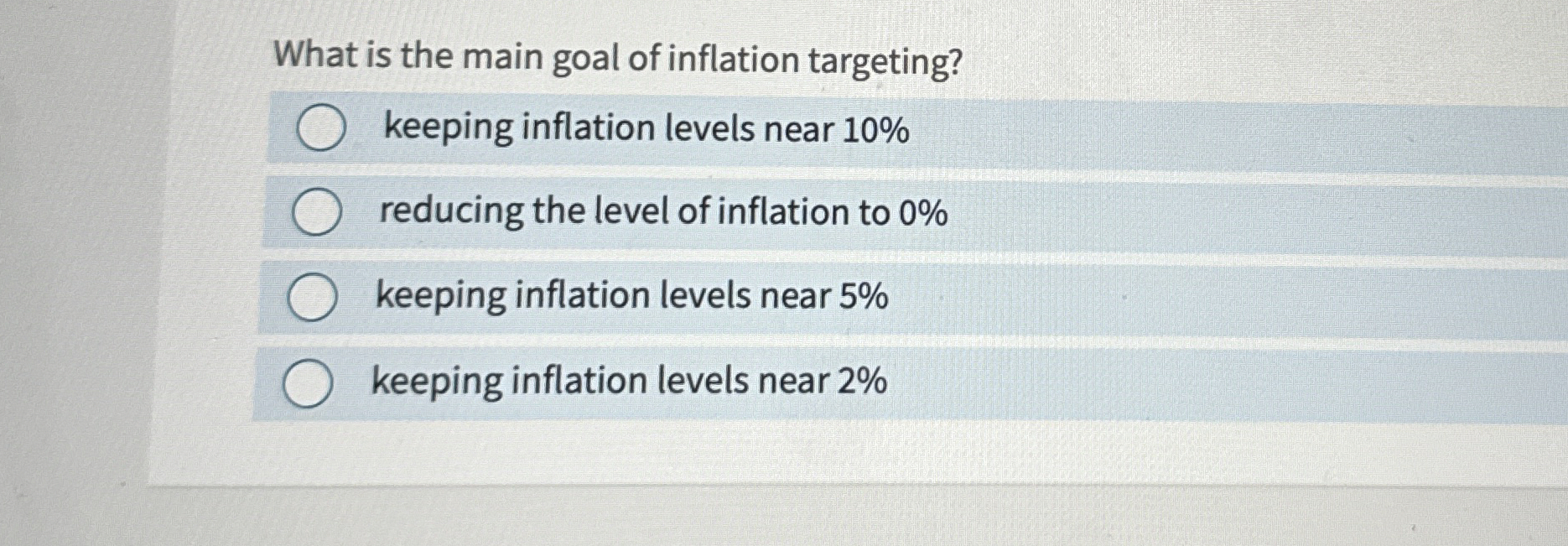Solved What is the main goal of inflation targeting?keeping | Chegg.com