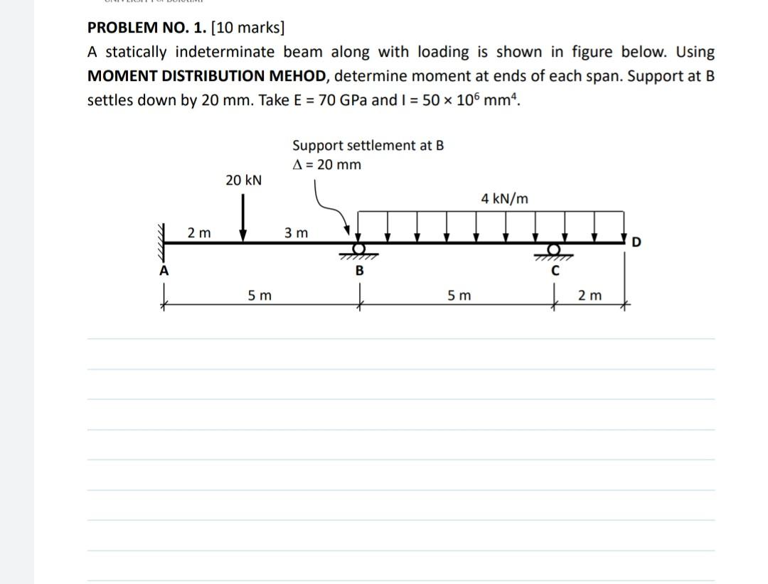 Solved PROBLEM NO. 1. [10 marks] A statically indeterminate | Chegg.com