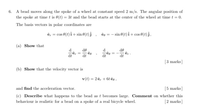 Solved 6 A Bead Moves Along The Spoke Of A Wheel At Cons Chegg Com