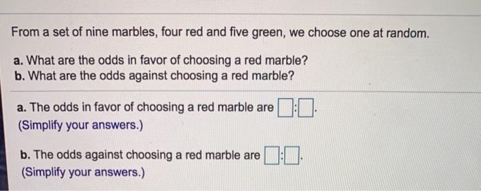 Solved From a set of nine marbles, four red and five green, | Chegg.com