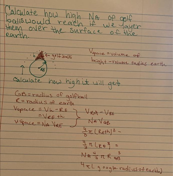 [Solved] Calculate how high NA of golf balls would reach if