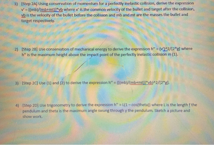 Solved 1) (Step 2A] Using Conservation Of Momentum For A | Chegg.com