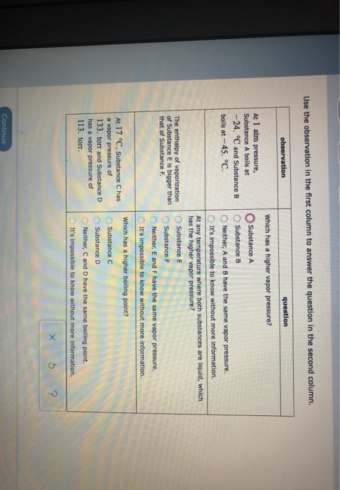 Solved Use The Observation In The First Column To Answer Chegg Com