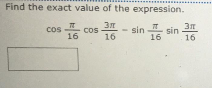 Solved Find the exact value of the expression. Зл 3 i cos | Chegg.com