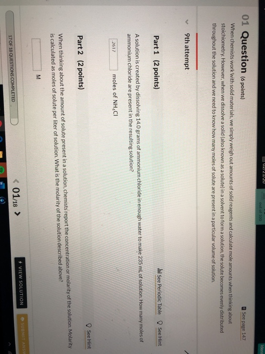 Solved out of 100 01 Question (6 points) See page 147 When | Chegg.com