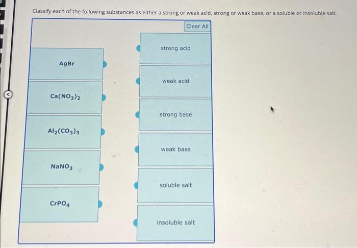 Solved Classify each of the following substances as either a | Chegg.com