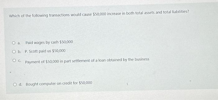 Solved Which of the following transactions would cause | Chegg.com