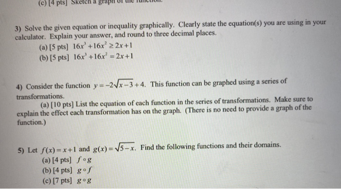 Solved C 4 Pts Sketch A Graph 3 Solve The Given Equa Chegg Com