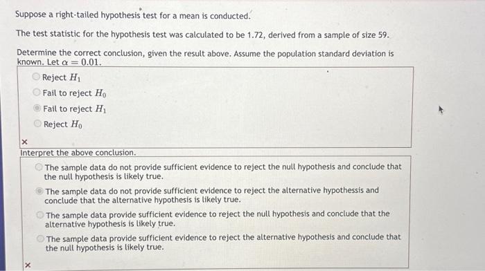 hypothesis right tailed test