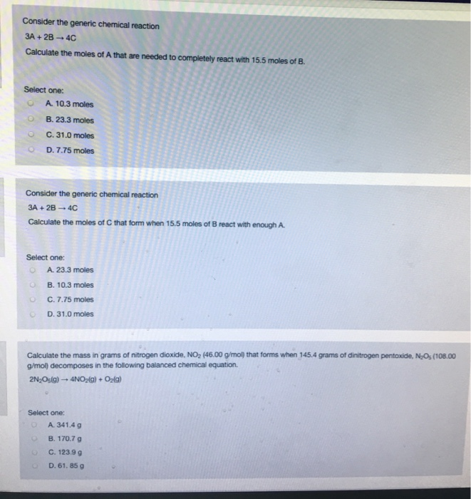 Solved Consider the generic chemical reaction 3A + 2B-40 | Chegg.com