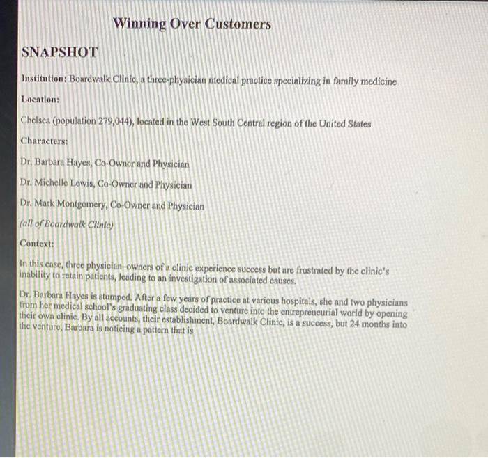 Solved Winning Over Customers SNAPSHOT Institution: | Chegg.com