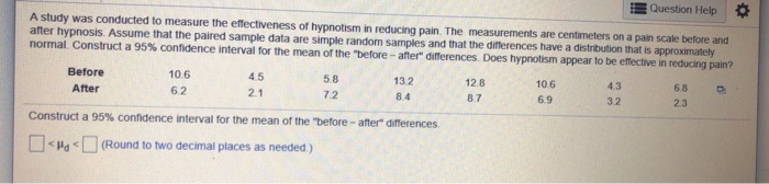Solved Question Help A study was conducted to measure the | Chegg.com