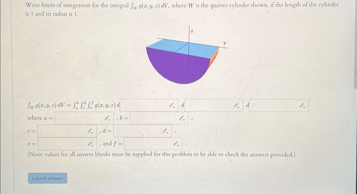 Solved Write limits of integration for the integral | Chegg.com