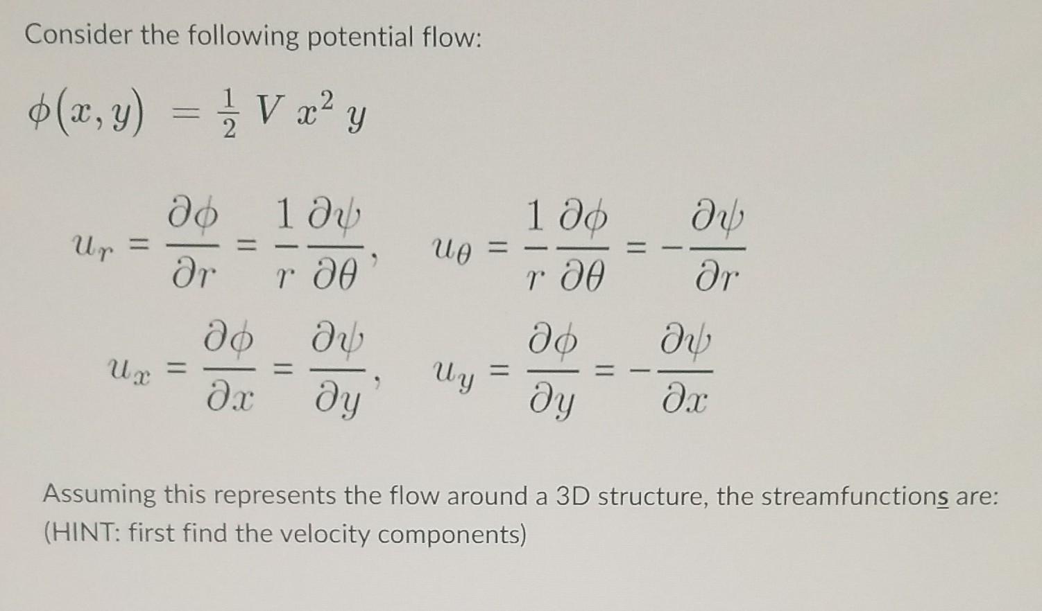 Consider the following potential flow: | Chegg.com