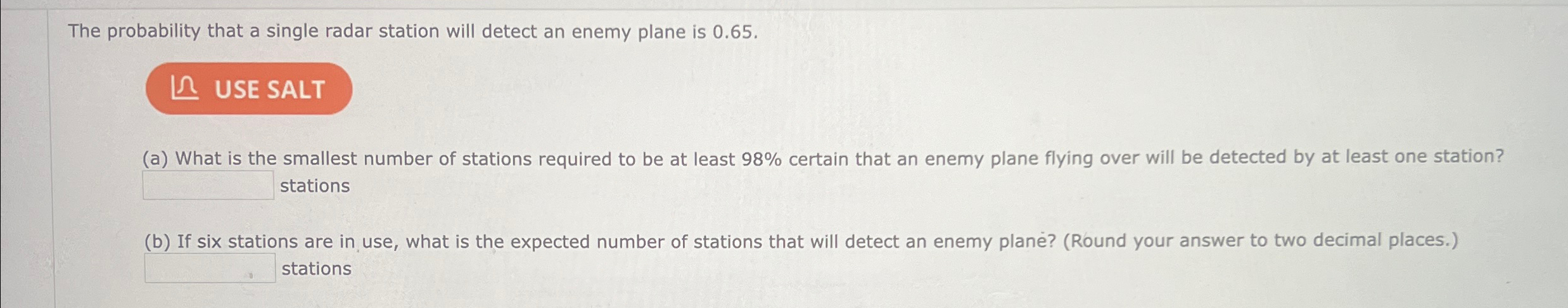 Solved The probability that a single radar station will | Chegg.com