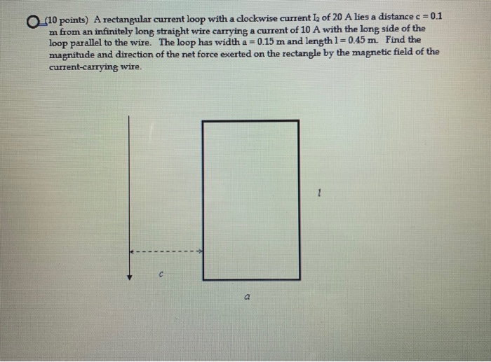 Solved 10 points) A rectangular current loop with a | Chegg.com