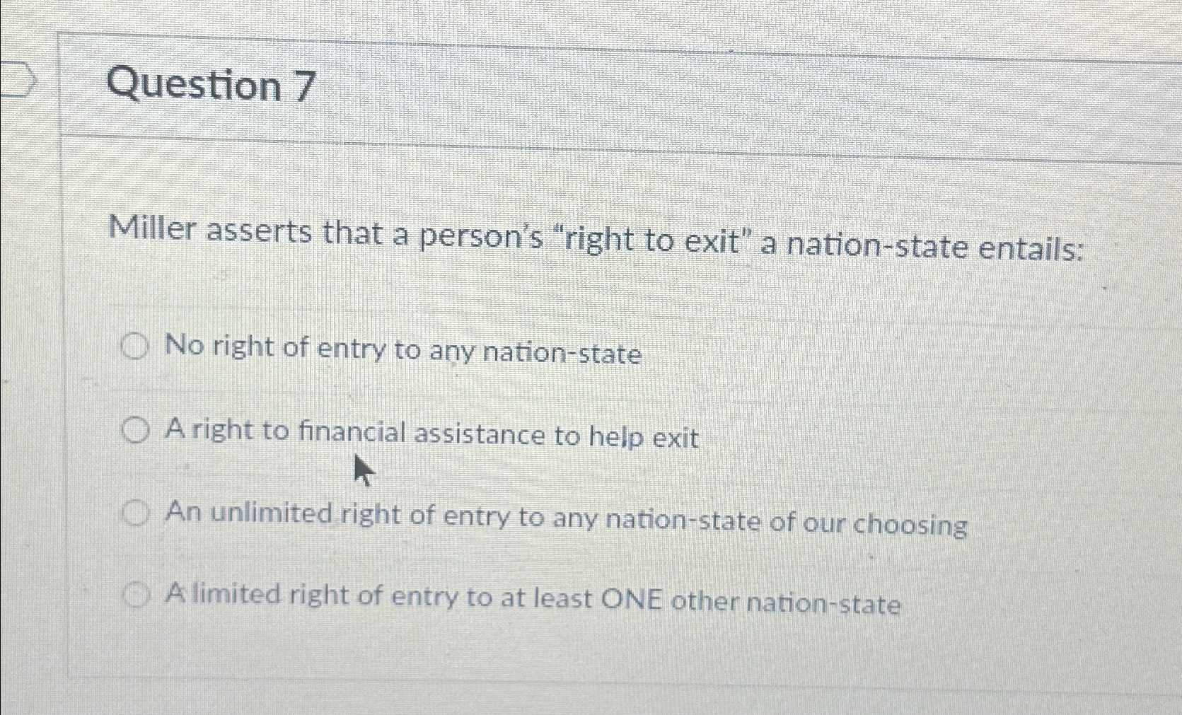 Solved Question 7Miller asserts that a person's "right to | Chegg.com