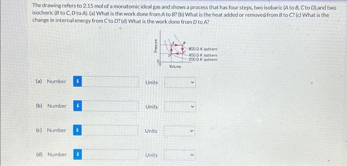 Solved The drawing refers to 2.15 mol of a monatomic ideal | Chegg.com