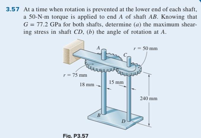 Solved 3.57 At a time when rotation is prevented at the | Chegg.com