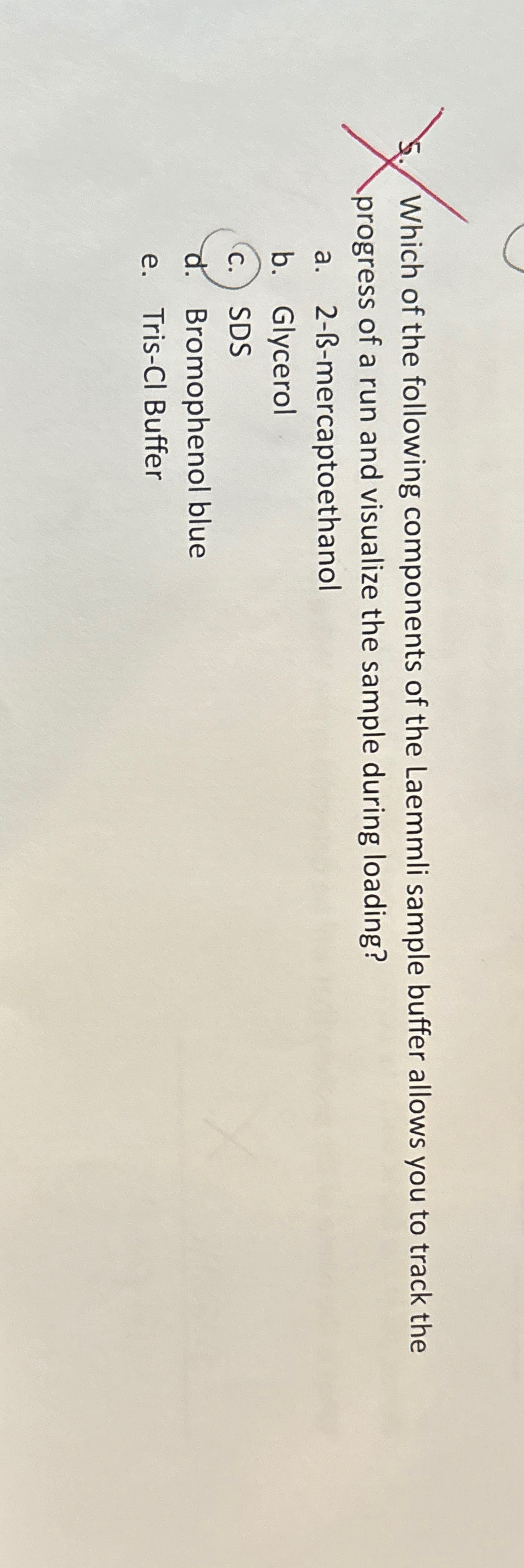 Solved Which of the following components of the Laemmli | Chegg.com