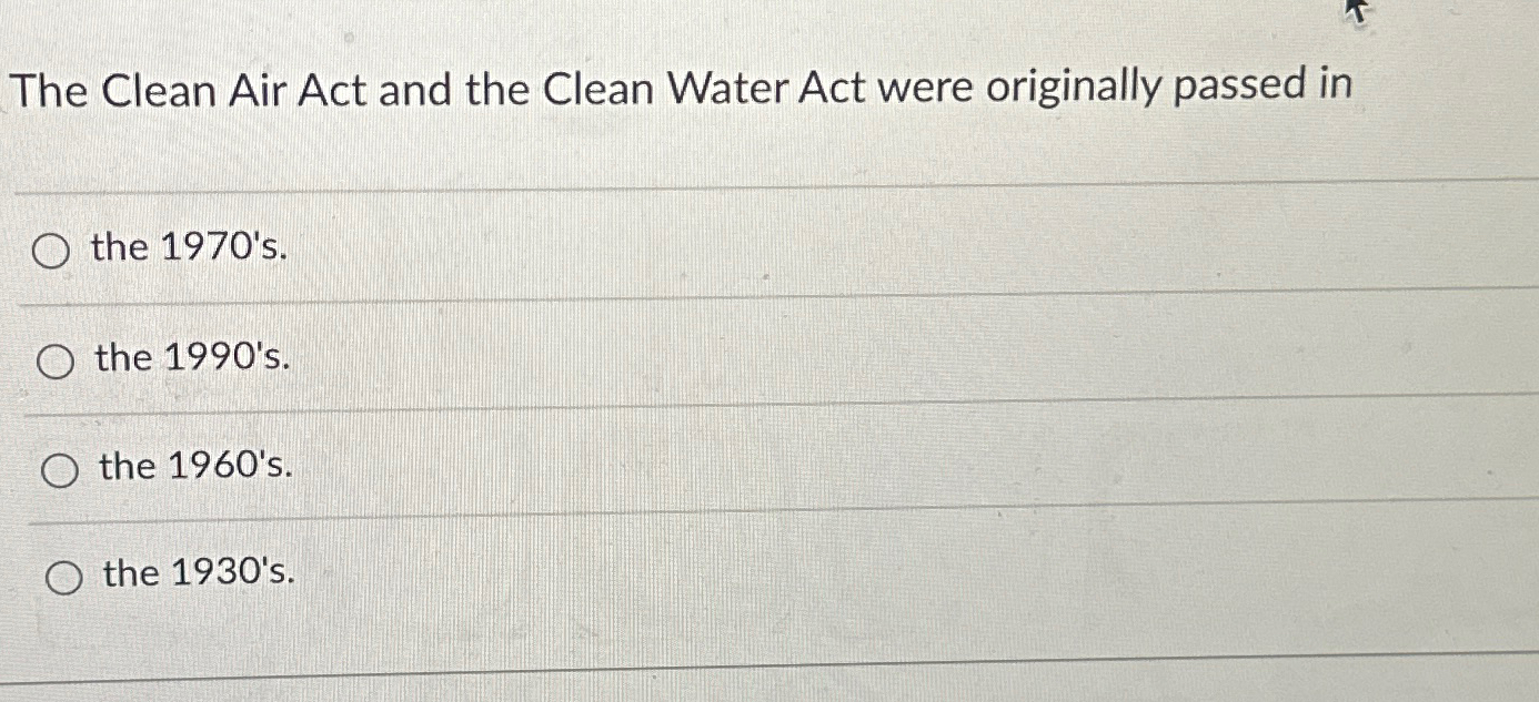 what year did the clean water act passed