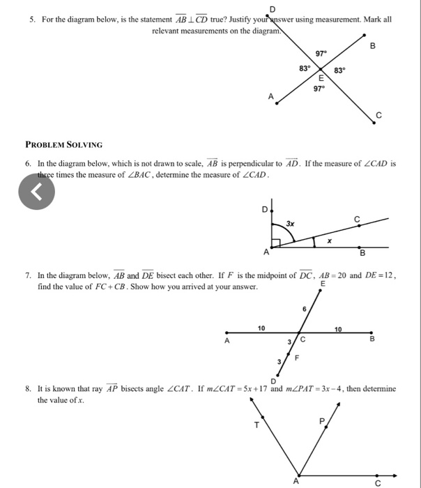 Solved 5. For the diagram below, is the statement AB 1 CD | Chegg.com