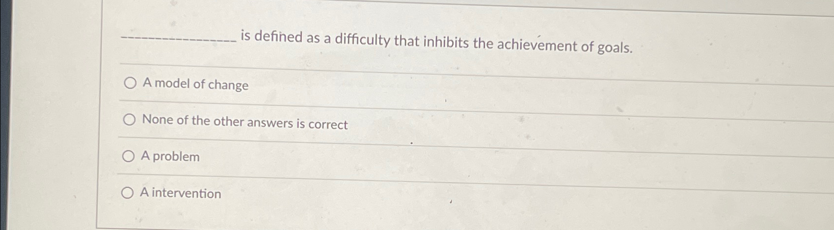 Solved is defined as a difficulty that inhibits the | Chegg.com