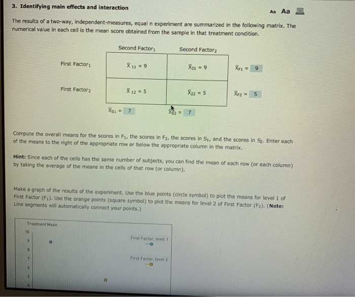 Solved 3. Identifying main effects and interaction Aa Aa E | Chegg.com