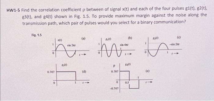 Solved HW1-5 Find the correlation coefficient p between of | Chegg.com