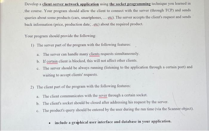 Solved Develop a client-server network application using the | Chegg.com