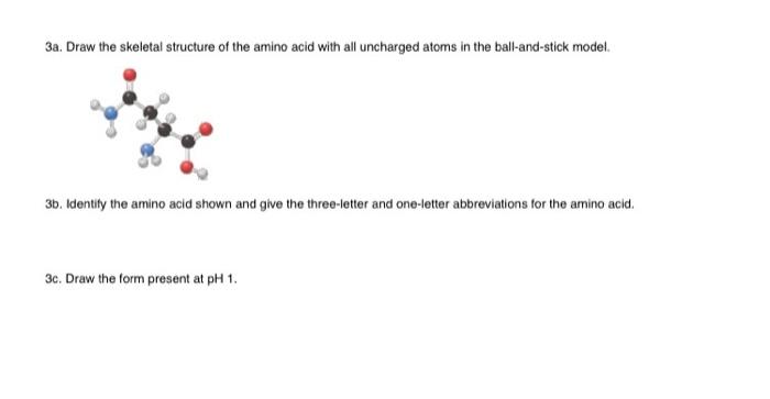 Solved 3a. Draw the skeletal structure of the amino acid | Chegg.com