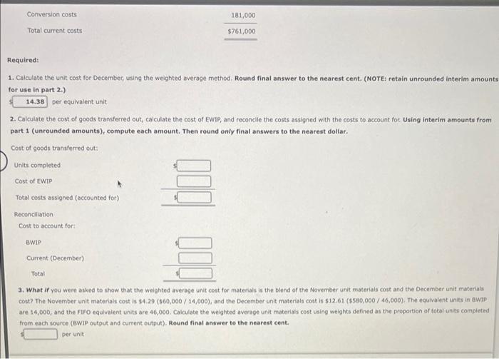 Solved Cost Information and the Weighted Average Method | Chegg.com