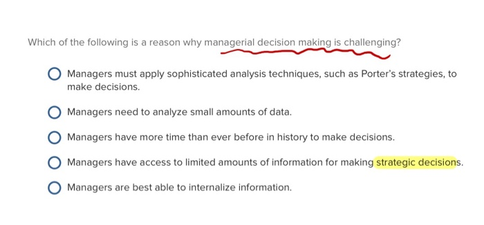 Solved Which of the following is a reason why managerial | Chegg.com