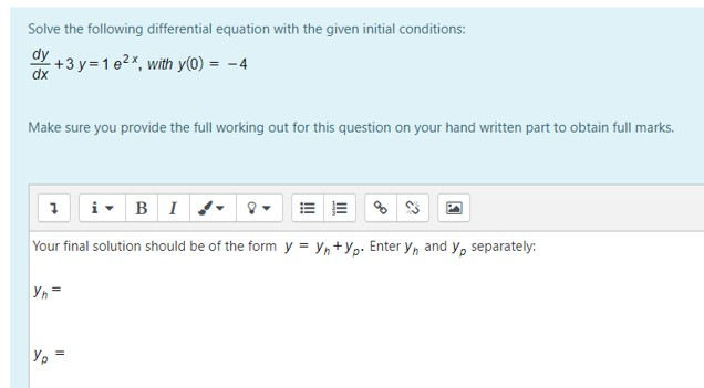 Solved Solve the following differential equation with the | Chegg.com