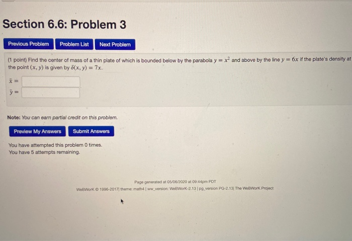 Solved Section 6.6: Problem 3 Previous Problem Problem List | Chegg.com