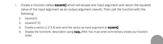 Solved i Create a function called square() which will accept | Chegg.com