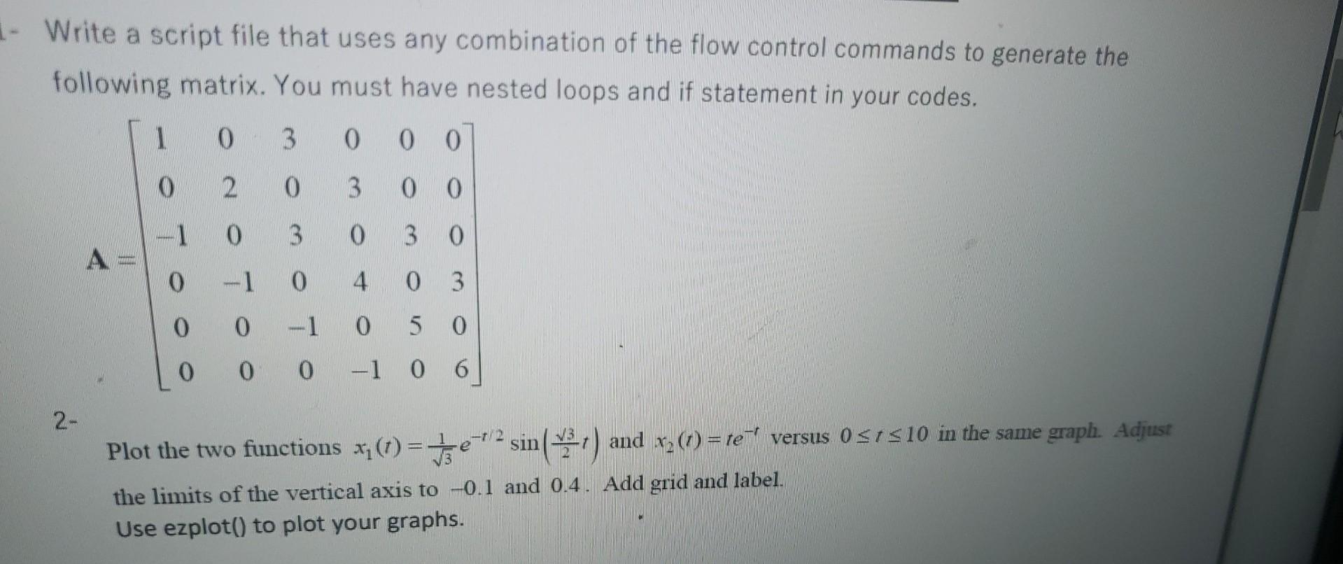 Solved Write a script file that uses any combination of the | Chegg.com