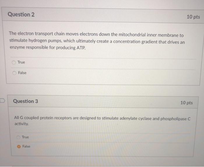 Solved Question 2 10 pts The electron transport chain moves | Chegg.com