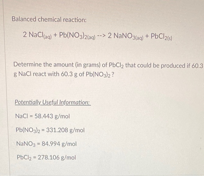 Pb(NO<sub>3</sub>)<sub>2</sub> PbCl<sub>2</sub> - Khám Phá Phản Ứng Hóa Học Quan Trọng Và Ứng Dụng Thực Tế