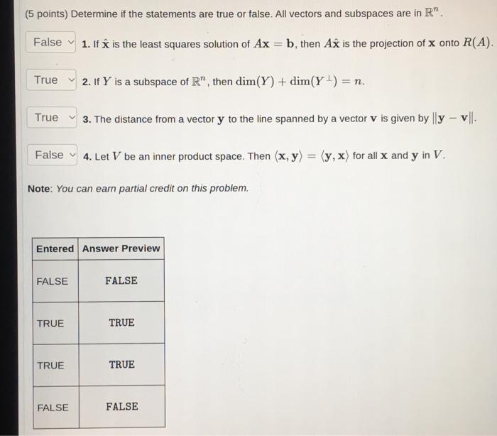 5 Points Determine If The Statements Are True Or Chegg Com