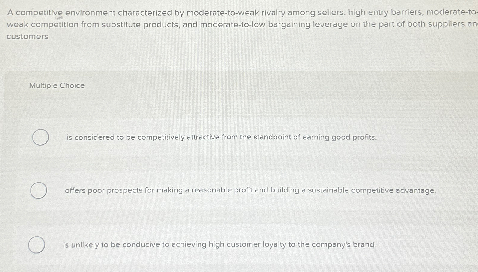 Solved A competitive environment characterized by | Chegg.com