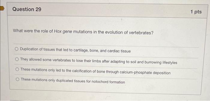 Solved What were the role of Hox gene mutations in the | Chegg.com