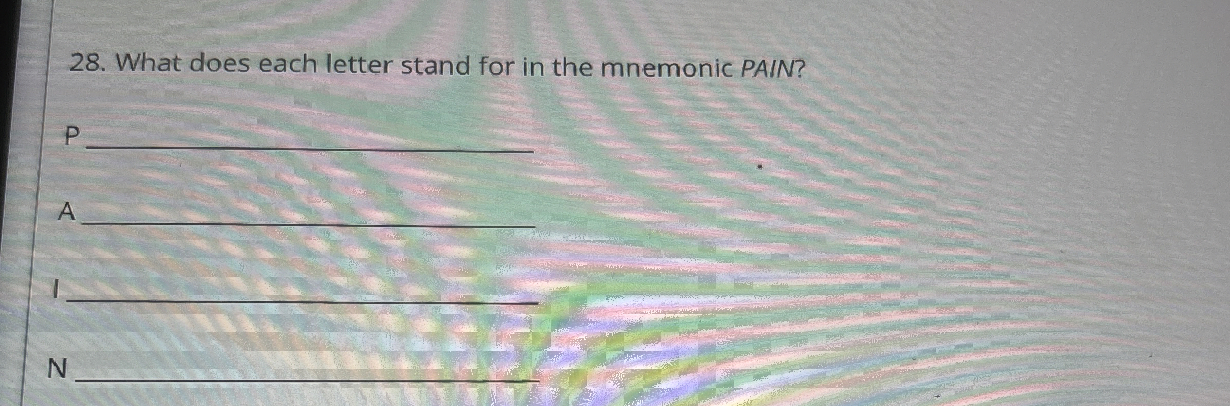 Solved What does each letter stand for in the mnemonic