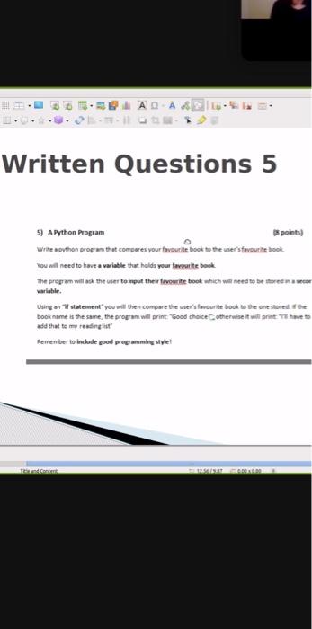 Solved Written Questions 5 Apython Program points) Write a | Chegg.com