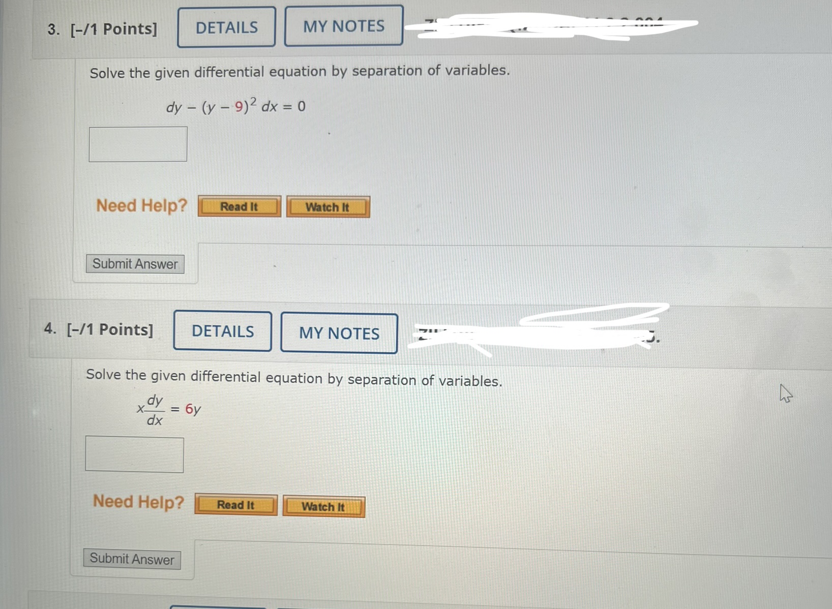 Solved [-/1 ﻿Points]Solve the given differential equation by | Chegg.com